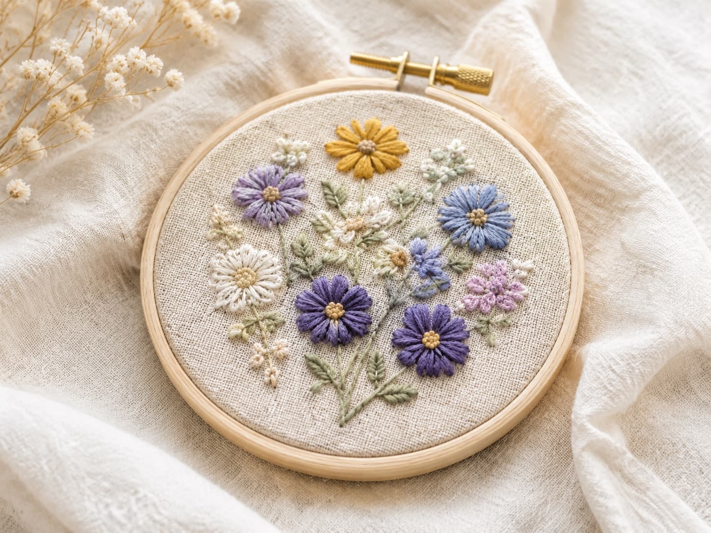 草花の刺繍作品
